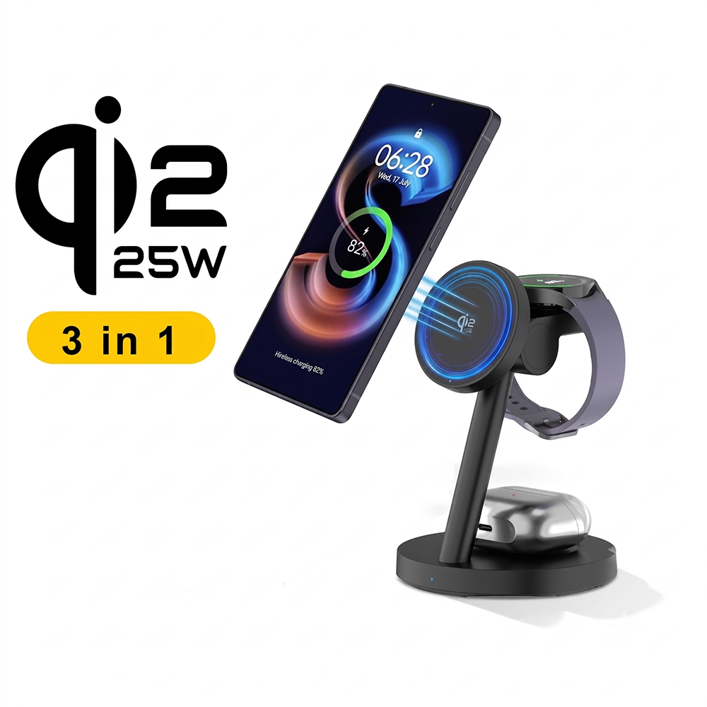 Wireless Charger Watch - 3-in-1 Qi2.2 25W Schnelle Kabellose Ladestation