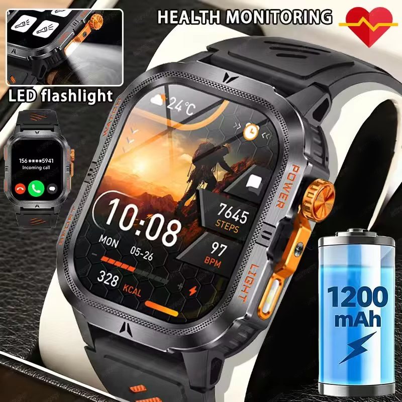Smartwatch M Active - 2026 Robuste Militär-Smartwatch für Herren, 1200