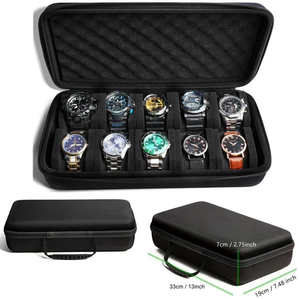 Smartwatch Id - 10-Slots-Uhrenbox-Organizer, tragbarer Reißverschluss, Reise-Aufbewahrungskoffer, Uhren-Display-Halter für