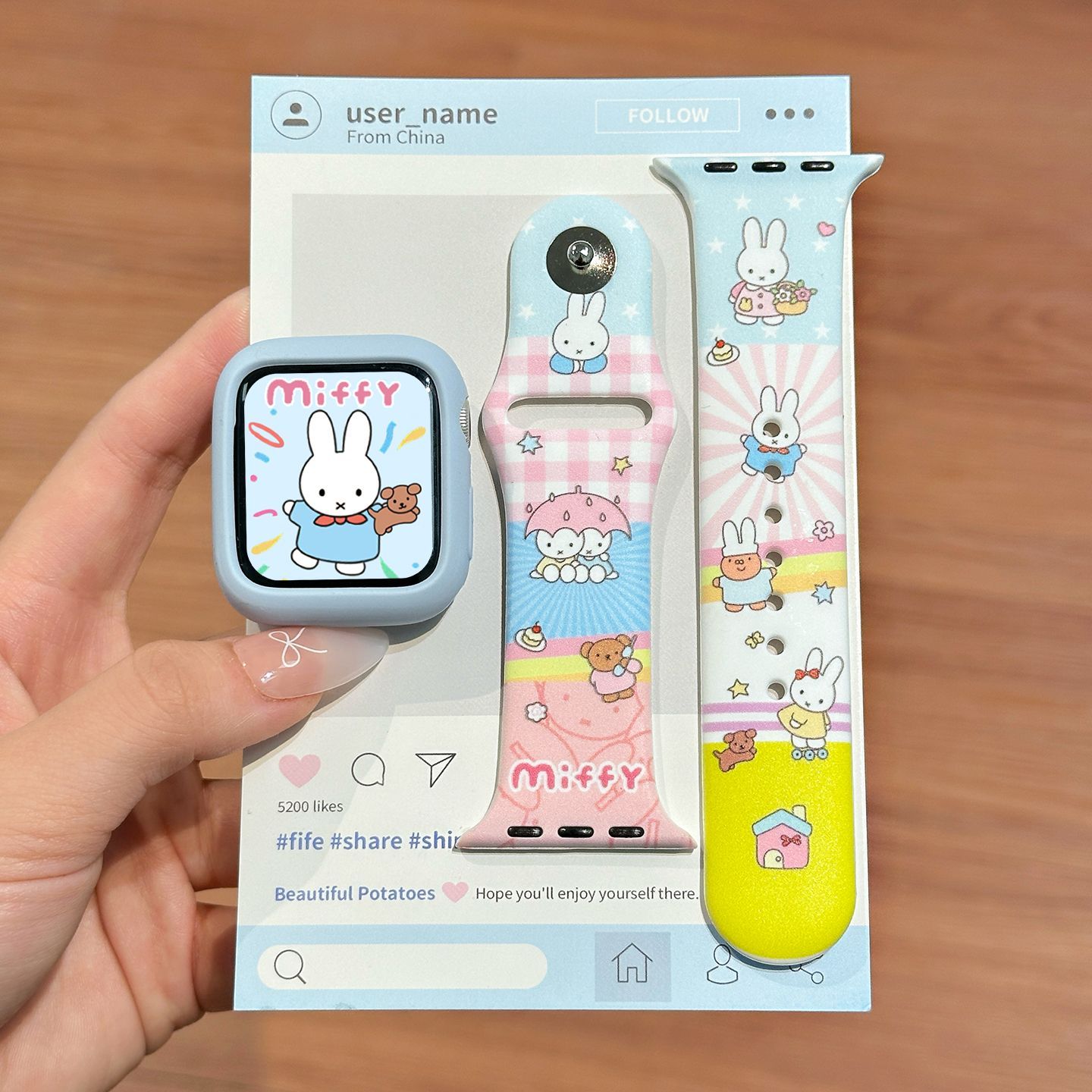 Apple Smartwatch Accessories - Dopamine Color Miffy Silikon-Uhrenarmband, niedlich für