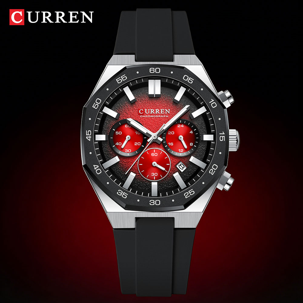 Accessories With Watch - CURREN Modische Casual Herren Sportuhr Chronograph