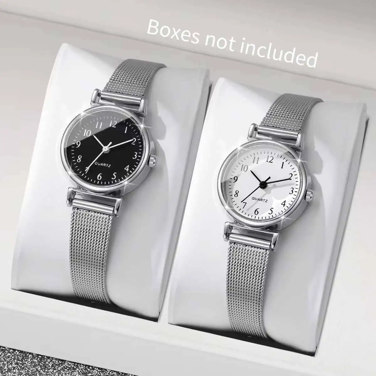 Stainless Mesh Band - 1/2 Stück modische Damenuhren, einfaches Mesh-Band,