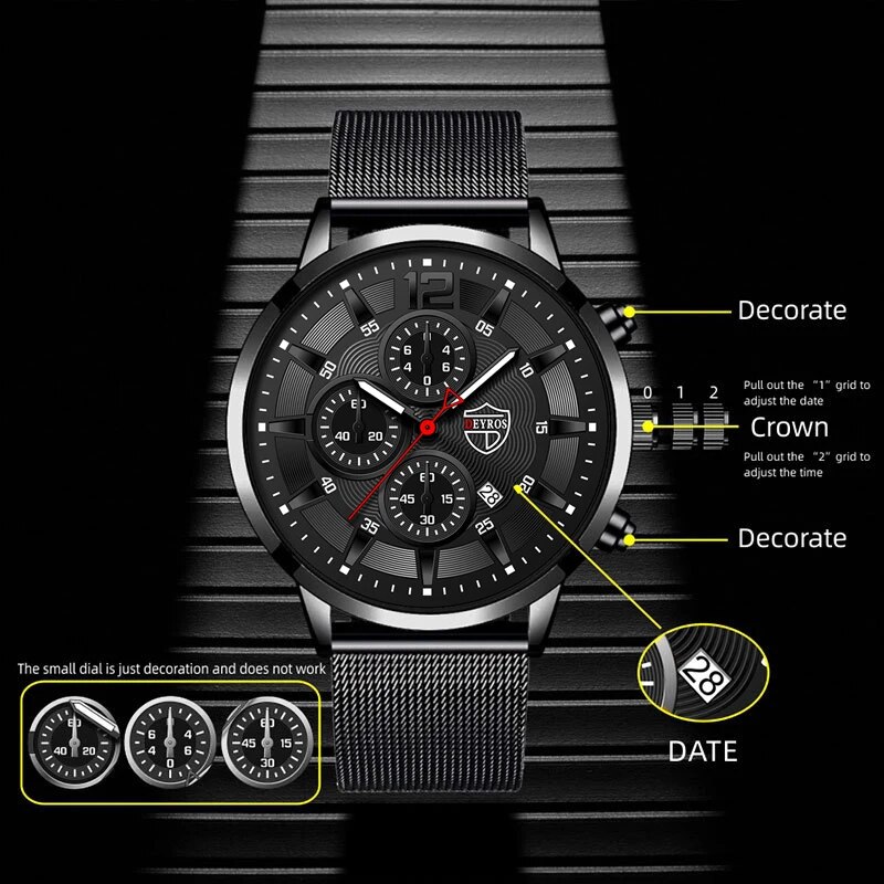 DEYROS Mens Fashion Minimalist – Stainless Mesh Band Bewertung und Preis