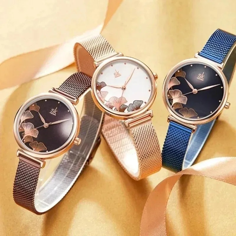 Luxus Damen Uhr mit Ginkgo-Mot – Stainless Mesh Band Bewertung und Preis