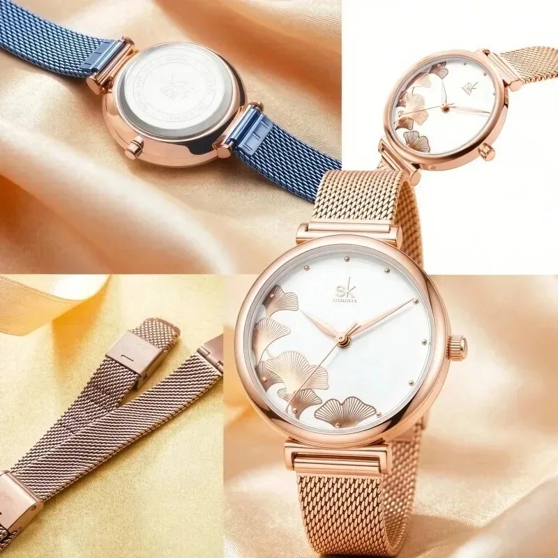 Luxus Damen Uhr mit Ginkgo-Mot – Stainless Mesh Band Bewertung und Preis